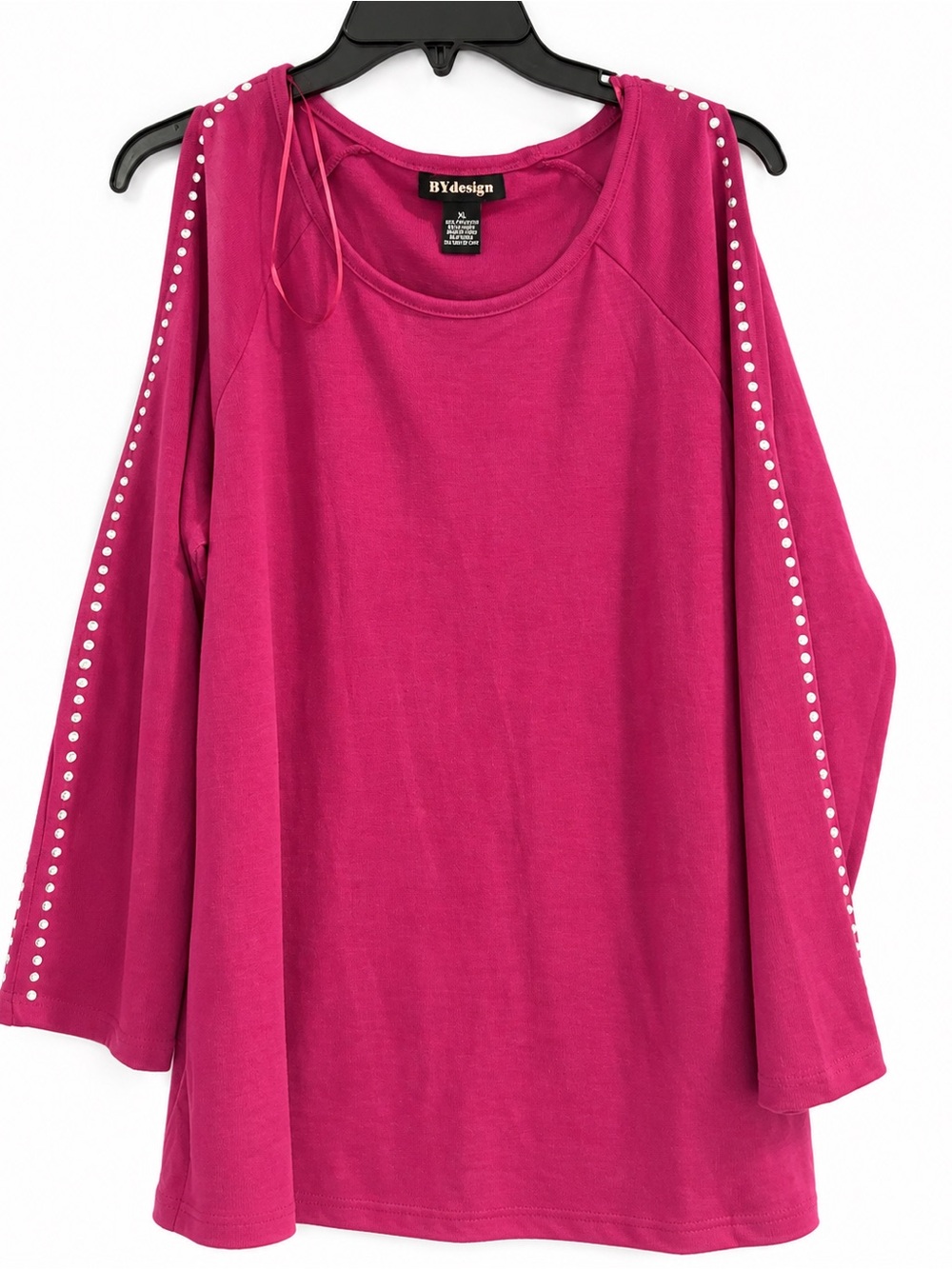 BYdesign XL Berry Purple/Magenta Rhinestone Cold Shoulder Y2K Top